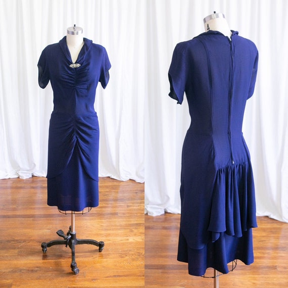 On The Other Hand dress | vintage 40s dress | navy