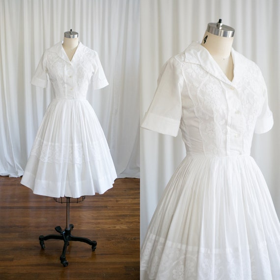 white 50's dress