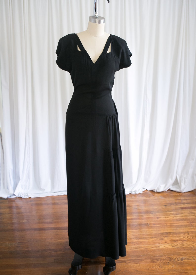Femme Fatale gown vintage 1940s evening gown black rayon | Etsy