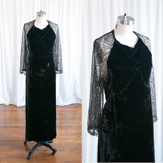 Enigma gown | vintage 30s velvet gown | 1930s blac