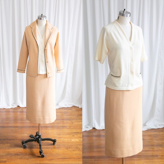 Butternut knit suit | vintage 60s suit | 1960s tan