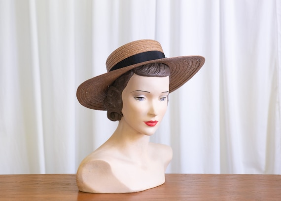 vintage straw hat | vintage straw wide brim hat |