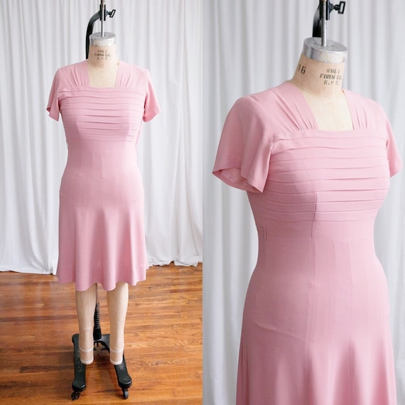 Dusty Rose dress | vintage 40s dress | rose pink r