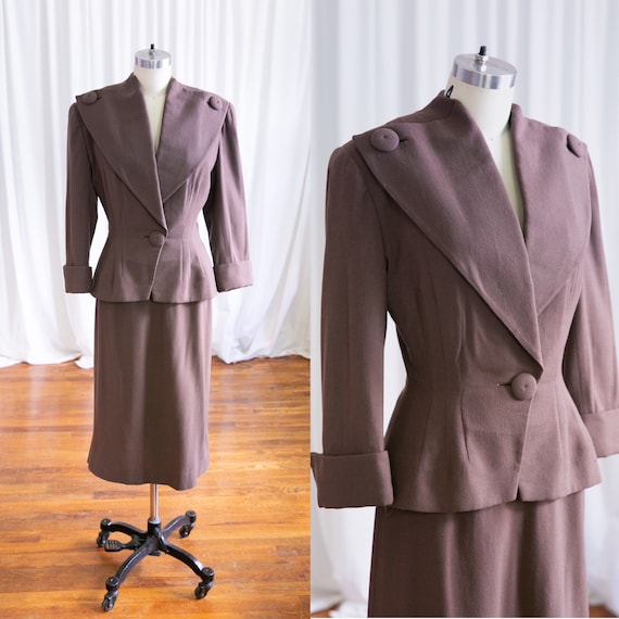 Glendower suit | vintage 40s suit | 1940s brown wo