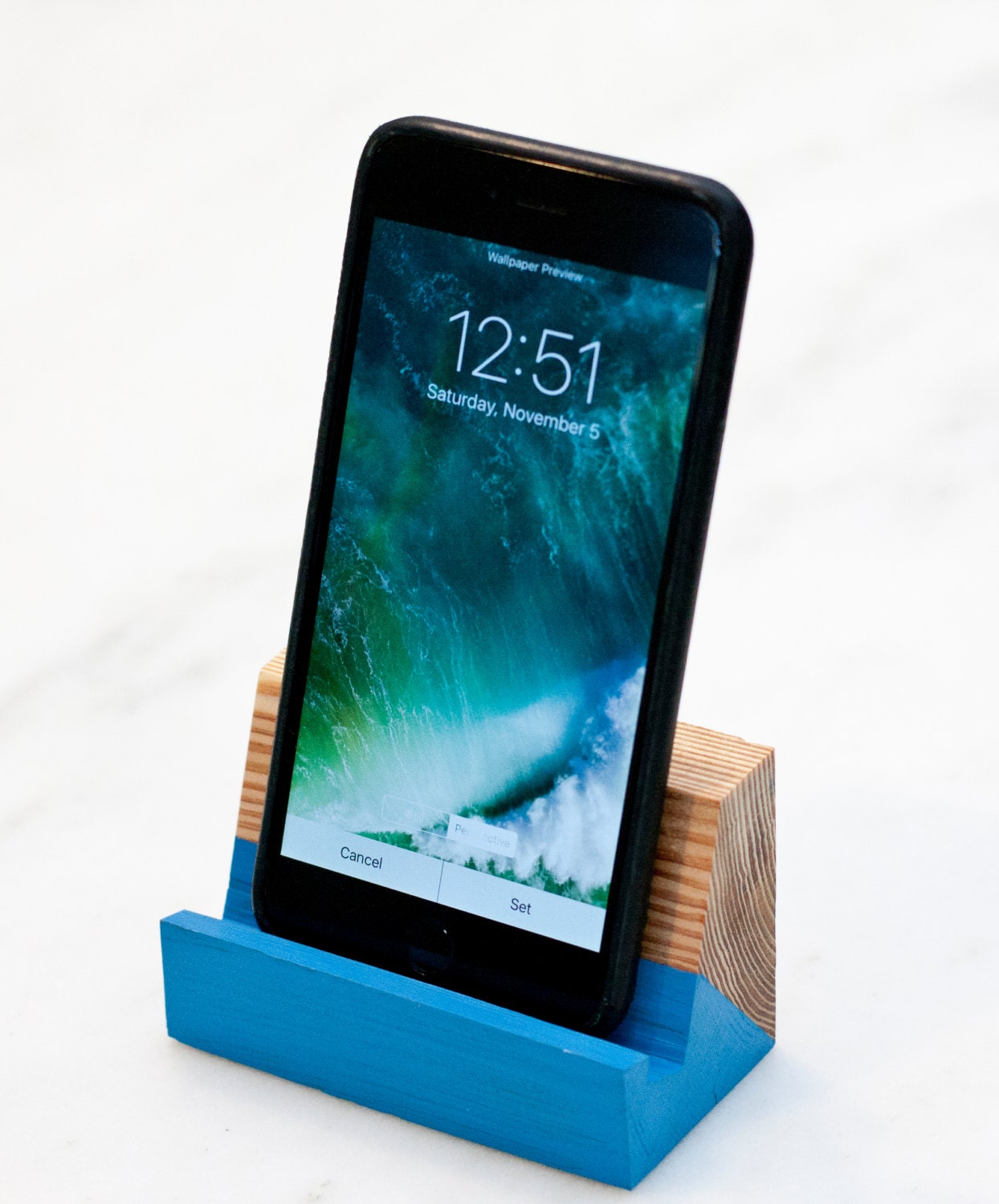 Support de Téléphone Iphone Bureau en Bois Récupéré