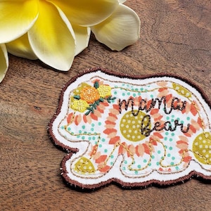 Floral Mama Bear patch - Iron on (Multiple patterns available)