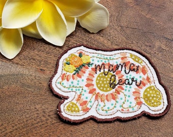 Floral Mama Bear patch - Iron on (Multiple patterns available)