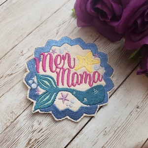 Mer Mama - Mer Oma - Mer Mimi Embroidered Iron on or Velcro Patch, or Pin