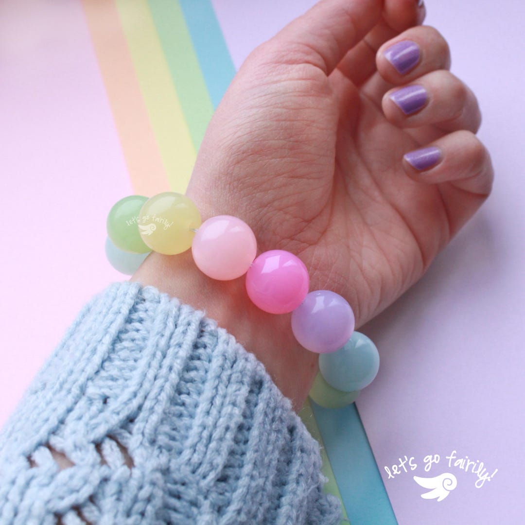 Chunky translucent gumball bead bracelet 15mm - kawaii bracelets - fairy kei - decora