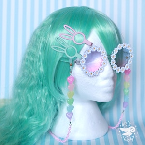 Chunky pastel rainbow hearts glasses chain - kawaii fashion - fairy kei - decora