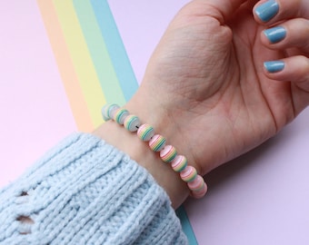 Regenbogen Perlenarmbänder 8 mm - kawaii Armbänder - fairy kei - decora