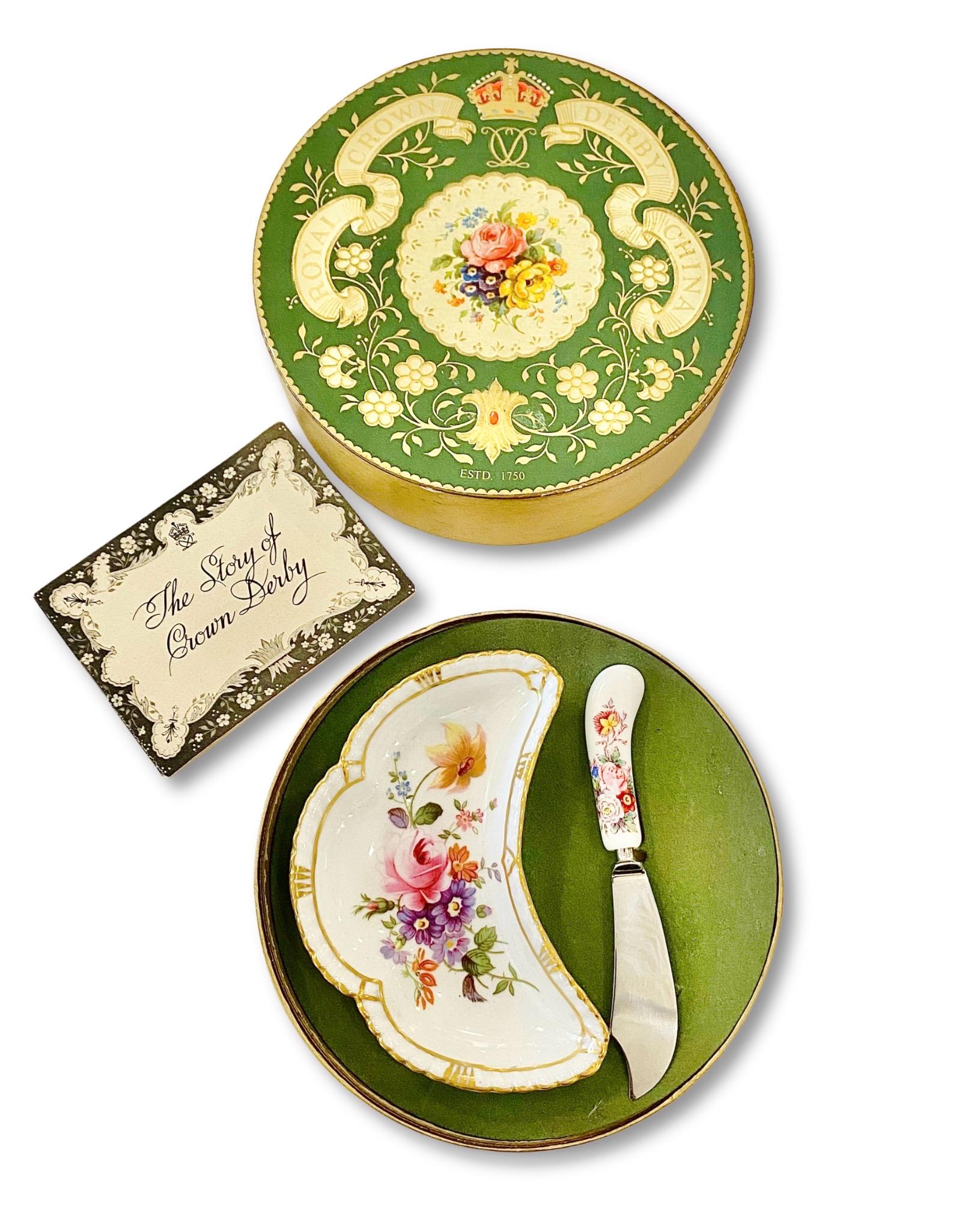 Royal Crown Derby China Box Set of Dish and Knife - Etsy