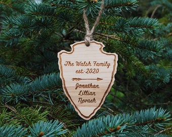 Personalized Arrowhead Wooden Christmas Ornament