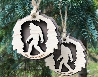 CLEARANCE 2020 Squatch Christmas Ornament READY to SHIP Bigfoot Decoration