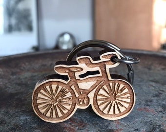 Bike Wooden Keychain Bicycle Key Ring