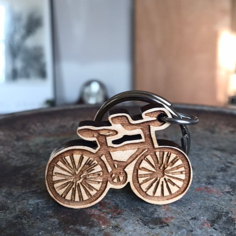 Bike Wooden Keychain Bicycle Key Ring Etsy