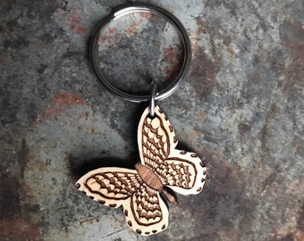 Wooden Butterfly Keychain