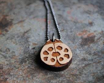 Wooden Ladybug Necklace Summer Insect