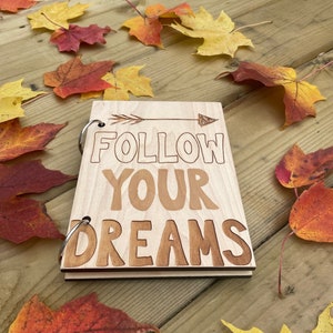 Dziennik ze szkicownikiem Follow Your Dreams, dziennik podróży ze scrapbookiem z pustymi stronami, prezent dla poszukiwacza przygód, entuzjasty przyrody, styl boho