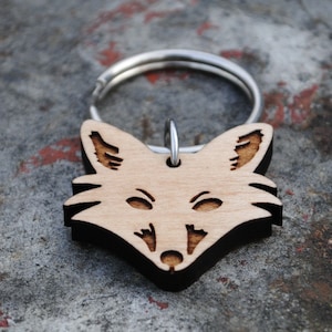 Wooden Fox Keychain Woodland Animal Series