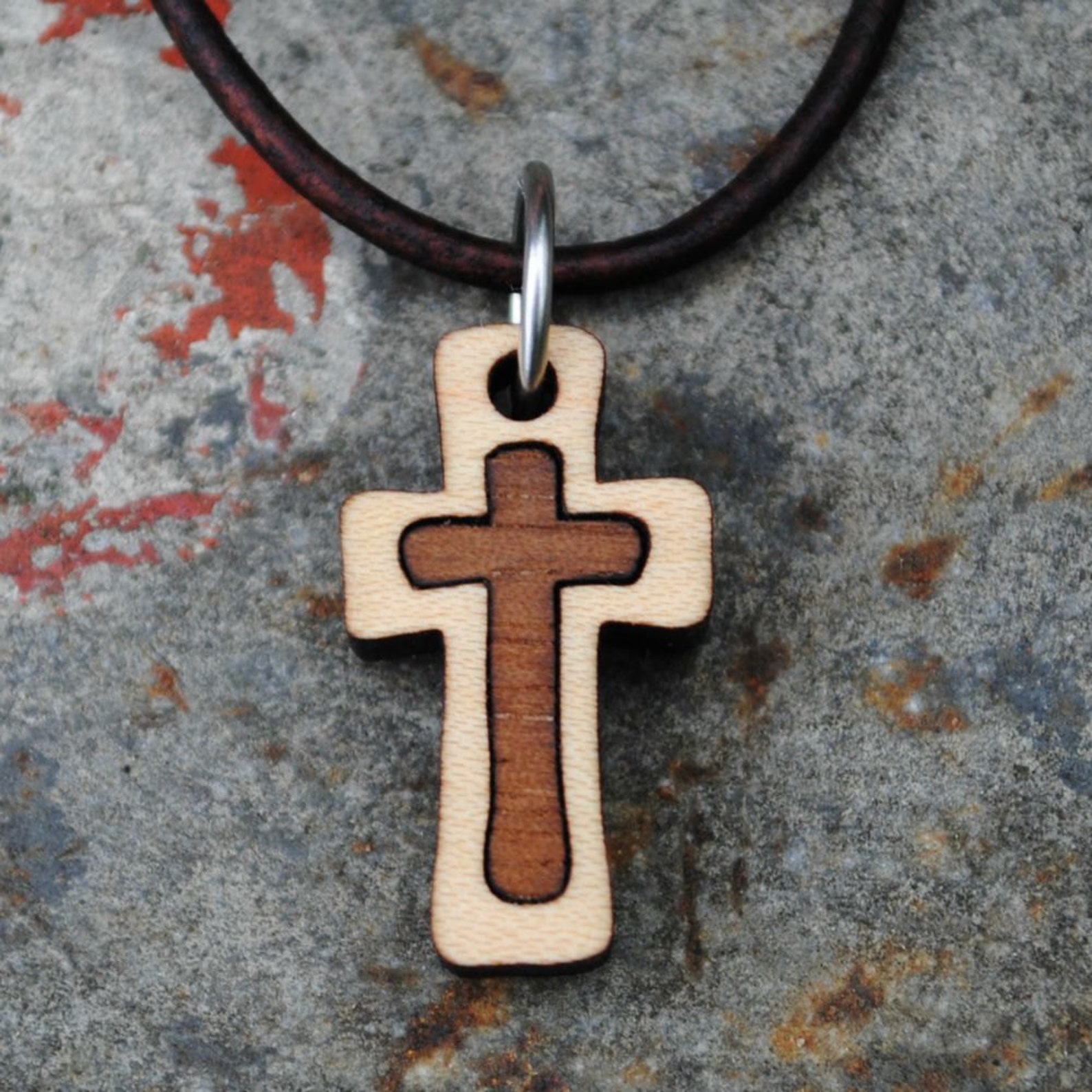 Wooden Cross Necklace Christian Jewelry Small Dainty Cross Etsy