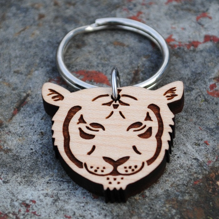 Wooden Tiger Keychain African Animal Series - Etsy