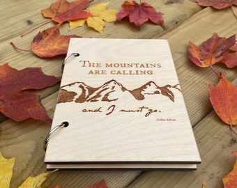John Muir Journal Sketch Book, The Mountains are Calling and I Must Go Travel Journal with Blank Pages for Hiker, Nature Enthusiast