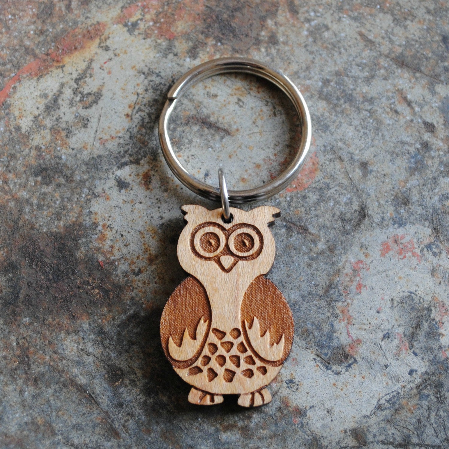 Wooden Owl Keychain Woodland Animal Series Forest Animal