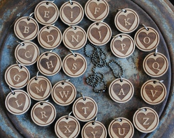 Heart Initial Necklace Monogram Jewelry Inspired by Vintage Typewriter Keys