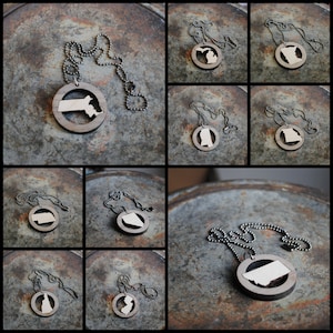 Wooden State Necklace ANY State, Country or Island