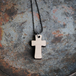 Maple LARGE Wooden Cross Necklace Christian Jewelry