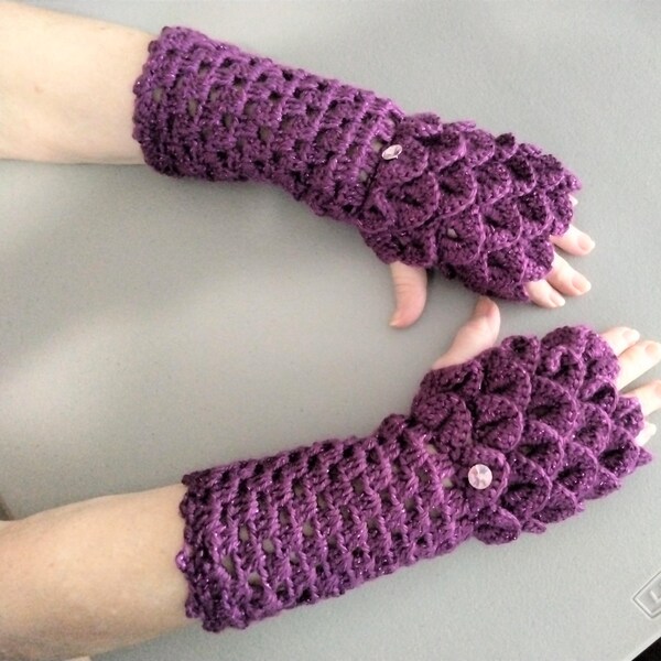 Free Dragon Scale Fingerless Gloves Pattern Etsy