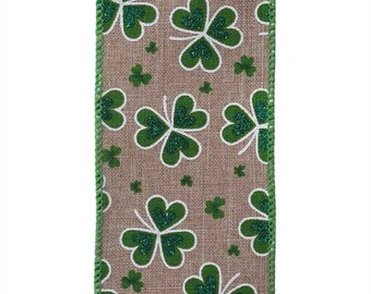 38\u201d Mini Shamrocks on Black Grosgrain Ribbon