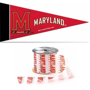 2.5&quot; NCAA Maryland Terrapins Ribbon, 9 feet & Mini Pennant, Licensed NCAA Offray Ribbon