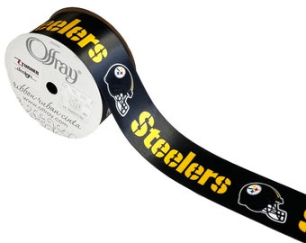 1 5/16" NFL Pittsburgh Steelers Ribbon, 9 foot spool, Licensed NFL Offray Ribbon