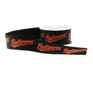 Offray MLB Baltimore Orioles Fabric Ribbon, 1-5/16-Inch by 12-Feet, Black/Orange - Licensed by Offray
