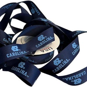 7/8 North Carolina Satin Decorative Ribbon, Licensed by USA Licensed Bows - Officially Licensed - 5 Meters (16 Feet)