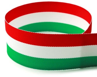 3/8" Red, White, Green Grosgrain Ribbon (Italian Pride)