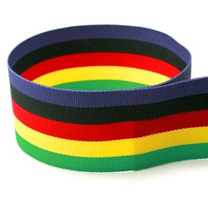 1.5&quot; Multi-Color Grosgrain Stripes Ribbon - Jamaica Colors - Made in USA