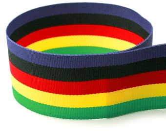 1.5" Multi-Color Grosgrain Stripes Ribbon - Jamaica Colors - Made in USA