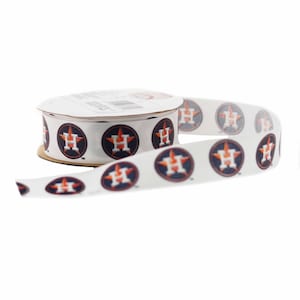 Offray MLB Houston Astros Fabric Ribbon, 7/8-Inch by 9-Feet, White/Blue - Licensed by Offray