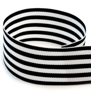 2-1/4&quot; Candy Stripe / Monarch Stripe Ribbon -Black & White Grosgrain Ribbon - Made in USA