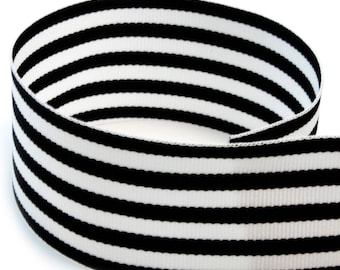 2-1/4" Candy Stripe / Monarch Stripe Ribbon -Black & White Grosgrain Ribbon - Made in USA