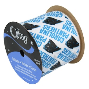 Cinta de 2.5&quot; NFL Carolina Panthers, carrete de 9 pies, con licencia de Offray