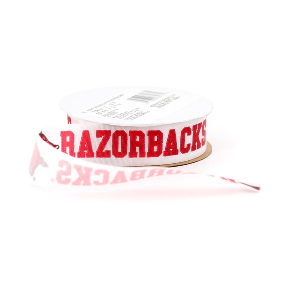 University of ARKANSAS RAZORBACKS 7//8/" Grosgrain Ribbon Various Yards FOOTBALL