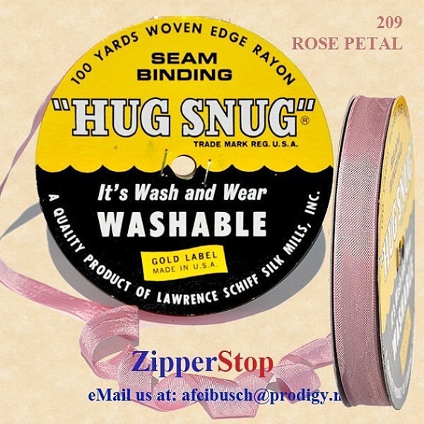 ROSE PETAL 209  - Hug Snug Seam Binding Rayon Ribbon - 100 yard roll 1/2" Wide  - Schiff - Made in USA