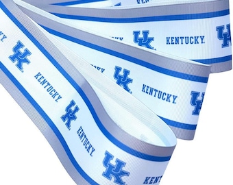 Wstążka grosgrain z motywem drużyny Kentucky Longhorns o szerokości 2-1/4 cala, licencjonowana przez Divine Creations – oficjalnie licencjonowana – 5 jardów (15 stóp)