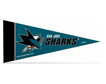 San Jose Sharks Licensed Felt NHL Mini Pennants, 4" x 9", Licensed by Rico
