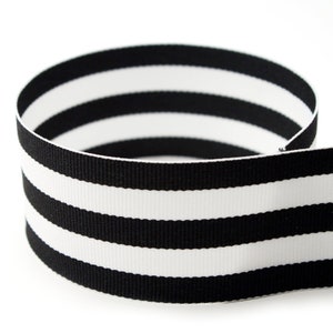 1.5&quot; Black & White Mono Stripe Grosgrain Ribbon- Made in USA