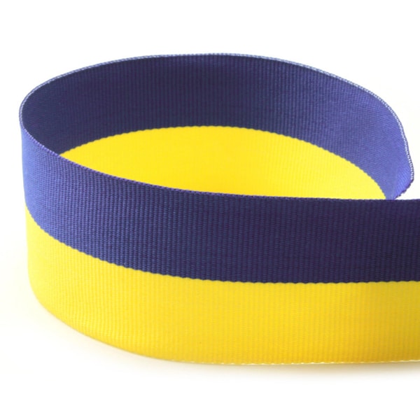 1-3/8" Royal Blue/Yellow Grosgrain Ribbon Bi- Stripes